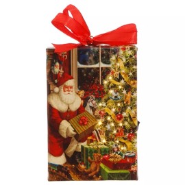 RAZ Imports NEW!~RAZ Imports~6" Santa Delivering Presents Lighted Print Ornament~Canva