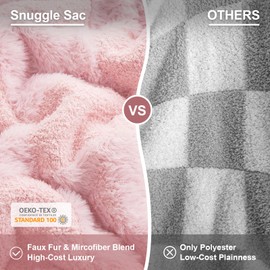 Snuggle Sac Checkered Pink Throw Blanket,Fluffy Faux Fur Knitted with Soft Microfiber Warm Throw Blankets for Couch, Sofa, Chair, Bed, Perfect Valentine’s Gift, Solid Pink, 50x60 inches