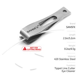 SAMSFX Fly Fishing Line Clippers Nippers Tools Combo with Retractor Zinger (Nippers with Pin-On Back Retractor)