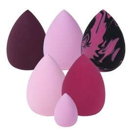 Waqas 6 PCs Beauty Blenders Sponge, Multi Colored Makeup Sponges, Non Latex Blender Sponge Concealer, Super Soft Mini Powder and Liquid Foundation for Flawless Skin Red, Pink, Purple