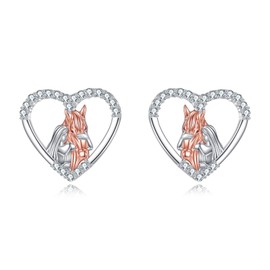 SHEAISRS Horse Stud Earrings for Women Sterling Silver Cute Horse Heart Earrings Horse Jewelry for Women