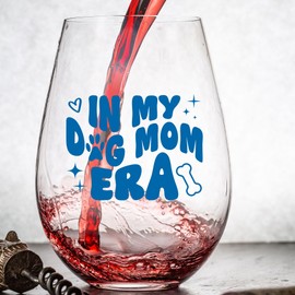 Wine Glass Dog Lover Gift | In My Dog Mom Era | Best, Cool, Happy, Funny Dog Mom Gift for Dog Lovers, Daughter, Sister, Girlfriend on Birthdays, Christmas Ideas, Made in USA Stemless Wine Glass, 15 Oz