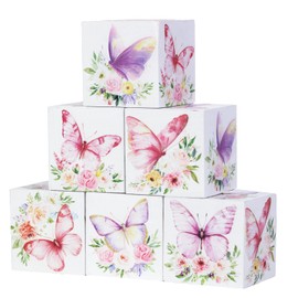 Diartpaint 6 Pcs Nursery Decor Blocks, Wooden Nursery Decor for Girls, Baby Girl Wooden Shelf Decor Bedroom Playroom Decor for girls Birthday Baby Shower Table Decorations Gifts (Flower and Butterfly)