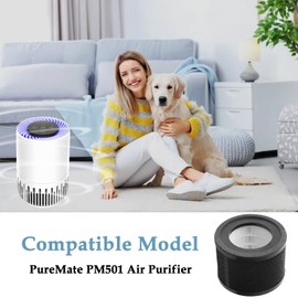 PM501 Replacement Filter Compatible with PureMate PM501 3-in-1 Compact HEPA Air Purifier, H13 True HEPA & Activated Carbon Air Filter (2 Pack)