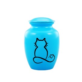 Urns of dignity Pet Urn for Dogs and Cats Ashes - A Loving Resting Place for Your Special Pet, Cat and Dog Urns for Ashes, Pet Cremation Urns 85 Cubic Inches: with Velvet Bag (Blue(Cat))