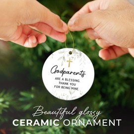 Christmas Ornaments 2025, Godparents Gifts - Godparent are Blessing, Thank You for Being Mine Present - God Parent Gift Ideas, Brithday Gifts for Godparents, Baptism Gift - Ceramic Ornament Keepsake