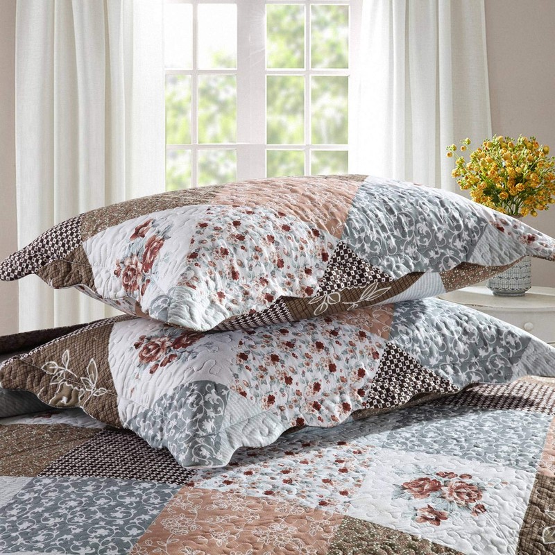 HoneiLife Quilt Set - 3 Piece Microfiber Reversible Bedspreads Patchwork