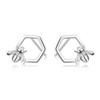 LUHE Honeycomb and Honey Bee Earrings Hypoallergenic Cute Sterling Silver