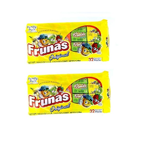 Frunas Original - Caramelo Blando (Fresa, Limon, Naranja, Frutal) - Box of 32 Candies. - 2 PACK.