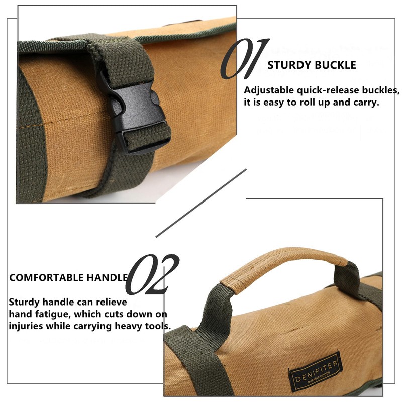 Wrench Tool Roll, Heavy Duty Waxed Canvas Multi-purpose Tool Pouch