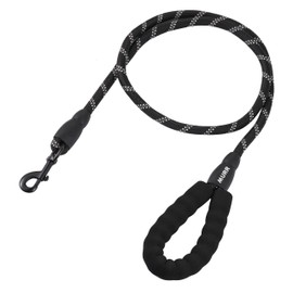 Murr Strong Dog Lead Rope Dog Leash 5ft Reflective Threads with Padded Handle Dog Lead for Large Medium Small Dogs - 1.5m Black