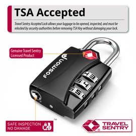 Fosmon TSA Approved Locks for Luggage. Suitcase Locks with Open Alert Indicator, 3 Digit Combination Padlock with Alloy Body for Travel, Backpack Zipper Anti Theft, Locker, Gym, Gun Case, Tent- 3 Pack
