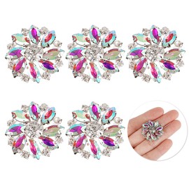 FINGERINSPIRE 6 Pieces 26.5 mm Flower Brass Rhinestone Eyelet Buttons Crystal from Colour Sew-On Buttons with 1 Hole and Flat Back, Fashionable Claws Rhinestone Snowflake Metal Buttons for Wedding