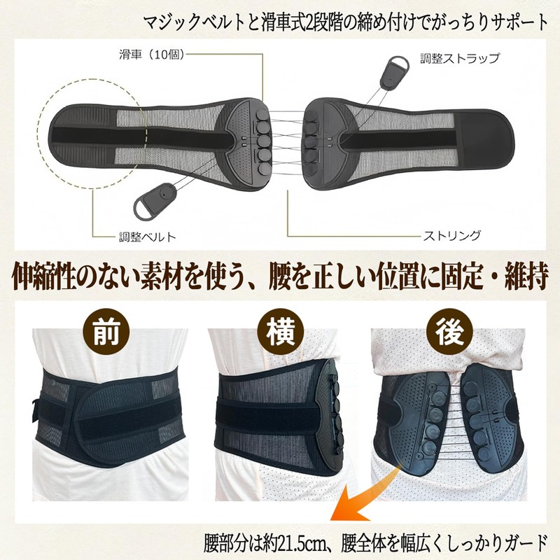 腰用サポーター 骨盤用サポーター 腰 腰椎 骨盤 ベルト コルセット サポート 滑車タイプ 男女兼用