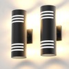 Sytmhoe Cylinder Outdoor Wall Lights 2Packs, Black Modern Up Down