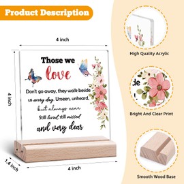 Sympathy Gift Clear Desk Decorative Sign Bereavement Memorial Gift for Loss Condolences Keepsake for Loss of Mom Dad Dog Friend Remembrance Acrylic Sign With Wooden Stand for Desk Table Shelf