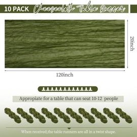 10 Pack Olive Green Table Runner 10Ft Cheesecloth Table Runner Boho Gauze Table Runner Long Cheese Cloth Table Runner Romantic Sheer Fabric Table Runners for Wedding Party Bridal Shower
