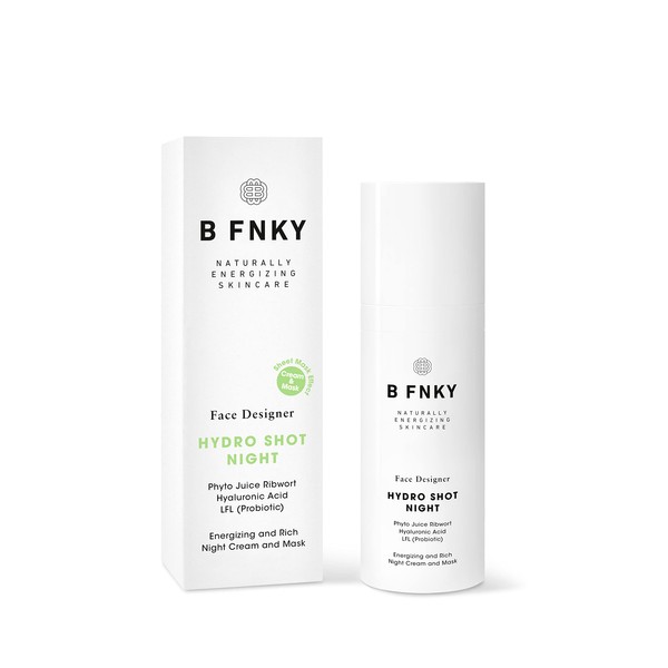 B FNKY Hydro Shot Night - Rich Night Cream and Mask for Plump & Even Skin - with Plantain, Hyaluronic Acid, LFL (Probiotics) - Vegan, Certified Natural Cosmetics - 50 ml