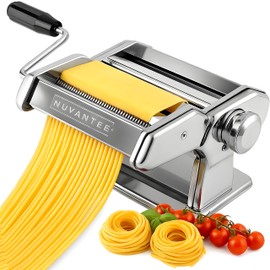 Nuvantee Pasta Maker with 7 Adjustable Thickness Settings - 2 in 1 Noodle Maker with Rollers and Cutter, Make Spaghetti, Fettuccini, Lasagna, & More