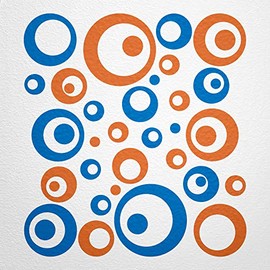 WANDfee® Wall Tattoo, Circles, Dots, 50 Stickers, Colour Choice For Children's Bedroom, Living Room, Hallway, Bathroom, Kitchen, Tile Stickers, orange