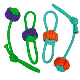 YESWOOD! Tug of War Dog Toy Small Breed,Durable Dog Ball with Rope for Agreessive Chwers,4-Pack Rope with Ball Attached for Small and Medium Breed 0-80 Pounds,Puppy Interactive Toy