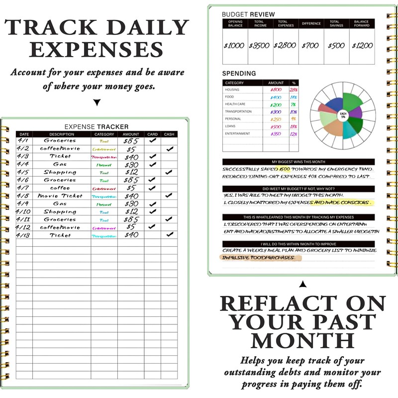 DOURA Monthly Budget Planner, Monthly Budget Book with Expense Tracker