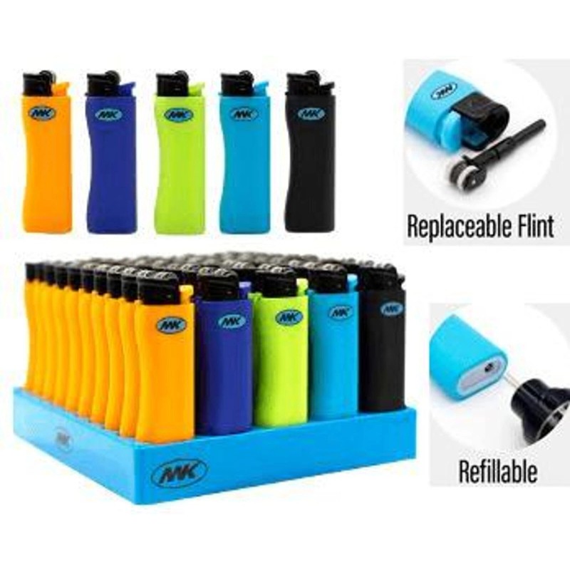 MK 50-PACK MK Grip Pro Refillable Butane Pocket Lighter (703335)