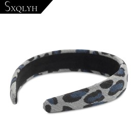 SXQLYH Headband Padded Fabric Headband, Beautiful Leopard Print Headband Padded Women's Hair Accessories Headband Wide Padded Headband for Women Girls Birthday Gift (Grey, A)