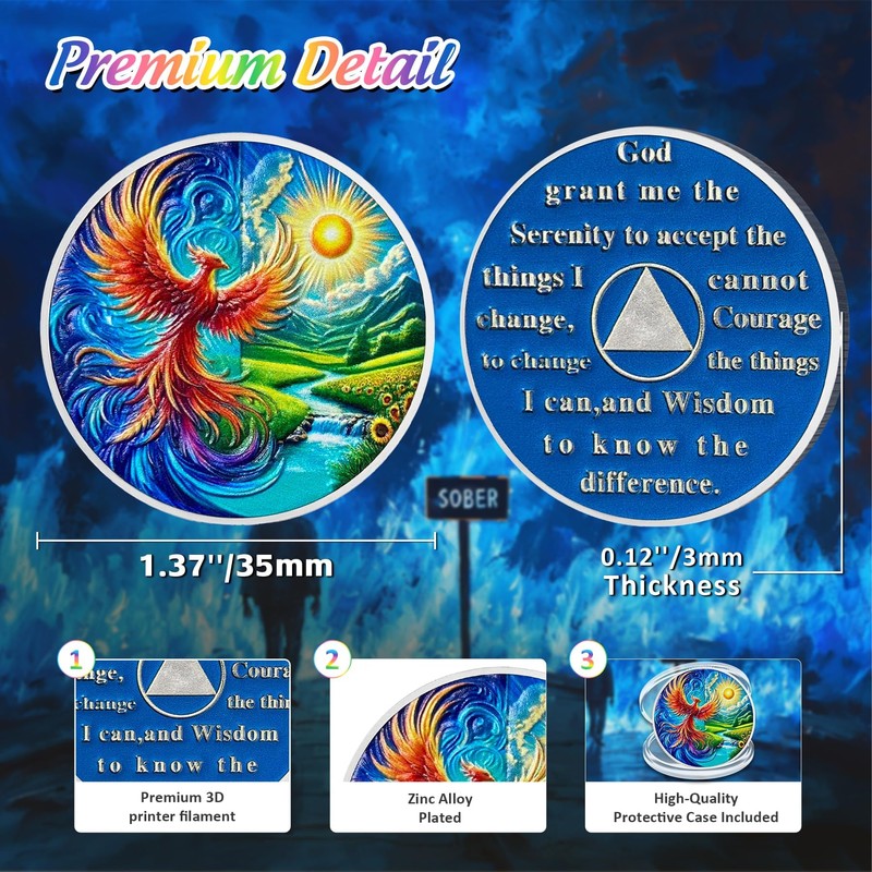 IELCJJ Sobriety Coin – Original Rebirth Phoenix Rising Sobriety Chip