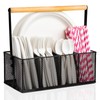 NACIMAX Paper Plate Organizer with Handle, Silverware Caddy Countertop, Paper