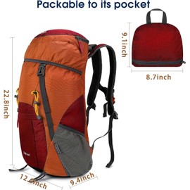 G4Free - Mochila de senderismo ligera y plegable de 40 litros, para viajes, acampada, plegable