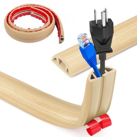 Flexible Cable Duct for Floor, Cable Bridge, Hose Bridge, Cable Cover, 1 m x 3 cm, Flat Cable Protection for Offices, Homes, Warehouses, Hotels (White Oak)