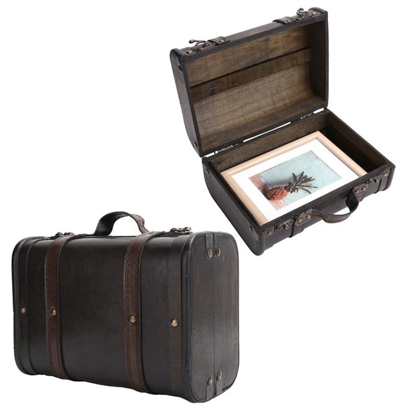 Retro Suitcase Wooden Storage Box Studio Decoration Window Display Photography