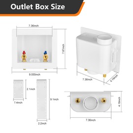 HeSun Washing Machine Outlet Box, 1/2 Inch Crimp Pex Inlet x 3/4 Inch MHT Outlet Connection, Pex Washer Laundry Box with Center Drain