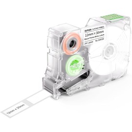 SUPVAN 240 Labels/Roll Black on White Label Tape Thermal Multipurpose Labels for Home School Office 12mm x 30mm