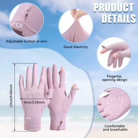 Bonuci 4 Pairs UV Sun Protection Gloves Non Slip Touchscreen Gloves Full Finger Breathable Summer Outdoor Gloves for Women (Black, White, Gray, Purple,Minimalist)