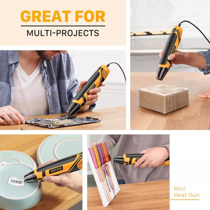 SEEKONE Mini Heat Gun, 350W 2-Temp Settings 500℉ & 842℉