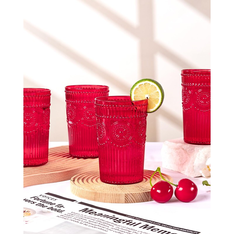 Ciaell 12 Pack Romantic Plastic Water Glasses - 14 Oz