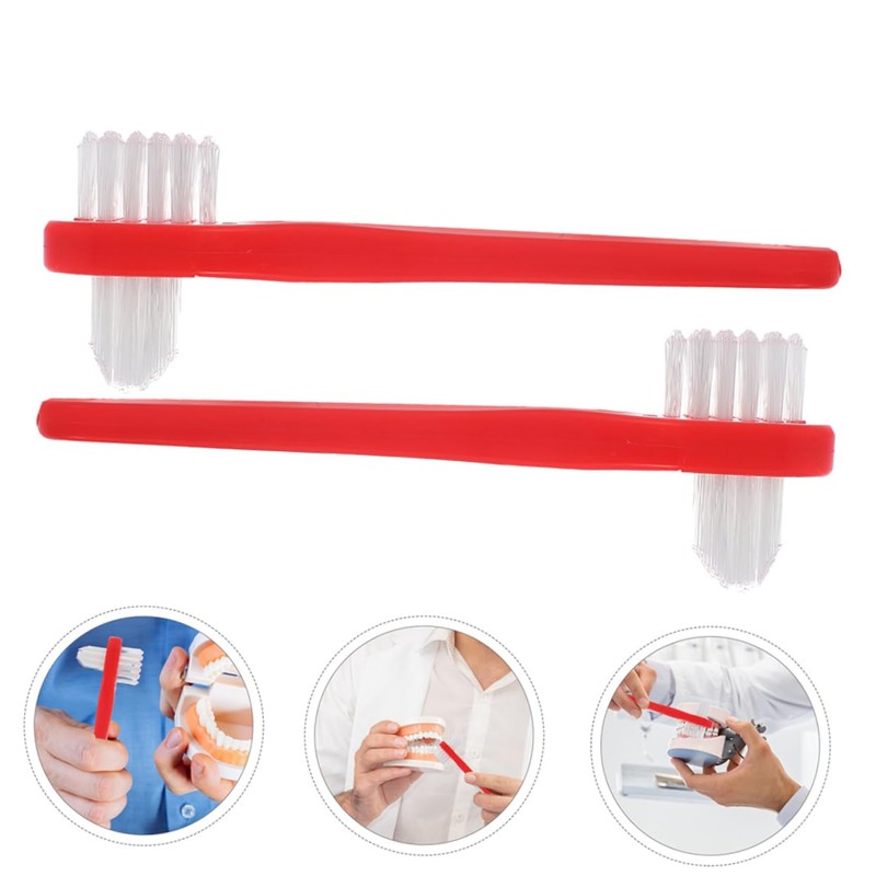 VICASKY 8pcs Dual Head Denture Cleaning Brush Soft Bristles for
