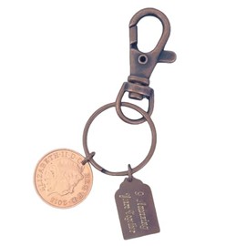 Year 2015 British Penny Coin Keyring, 9th Wedding Anniversary Gift, Pottery Wedding Anniversary