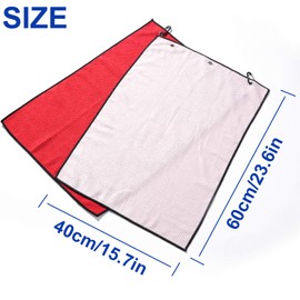 Yizerel 2 Pack 16" x 24" Tri-fold Golf Towel Set, Microfiber Fabric Waffle Pattern Towels, Heavy Duty Carabiner Clip (2 Pcs, 2 Colors)