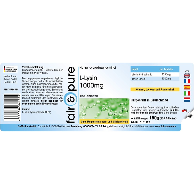 Fair & Pure® - L-Lysine Tablets - 1000 mg -