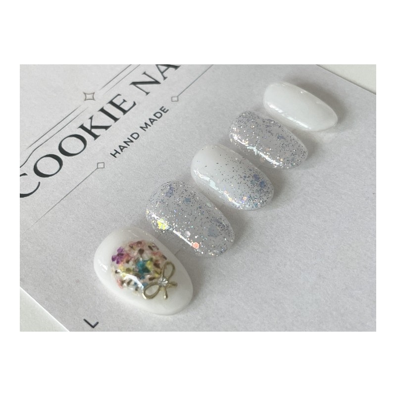 ⭐️ Exciting spring day [White Blossom Flower] Nail Tip ⭐️