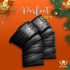 Mava Sports Knee Wraps for Cross Training WODs,Gym Workout,Weightlifting,Fitness & Powerlifting - Knee Straps for Squats - for Men & Women- 72"-Compression & Elastic Support