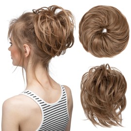 Messy Hair Bun Hair Pieces Curly Synthetic Updo Fake Scrunchies Ponytail Extension for Women (12/24#, 20CM)
