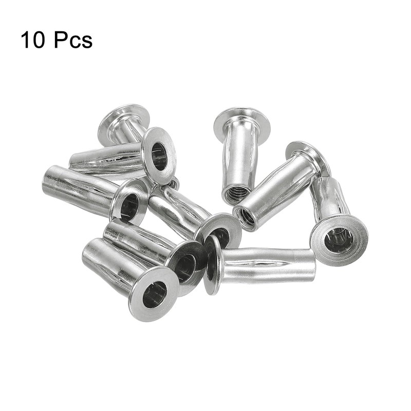 uxcell M5 Multi-Grip Rivet Nuts, 10pcs Pre-Bulbed Shank Flat Head