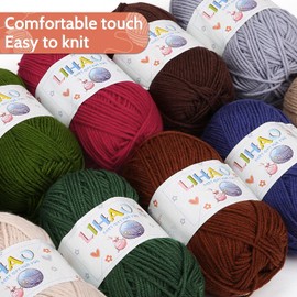 LIHAO 10 x 50 g Crochet Yarn Set Wool for Knitting Crochet Acrylic Yarn Knitting Hand Knitting Yarn Acrylic Yarn Knitting Wool for Double Crafts