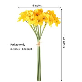 UUPP Artificial Daffodils Flowers Fake Spring Flower Silk Flower Arrangement for Home Wedding Table Decor 15.8 Inches, Yellow