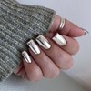 Square Press On Nails Medium Fake Nails Chrome With Mirror