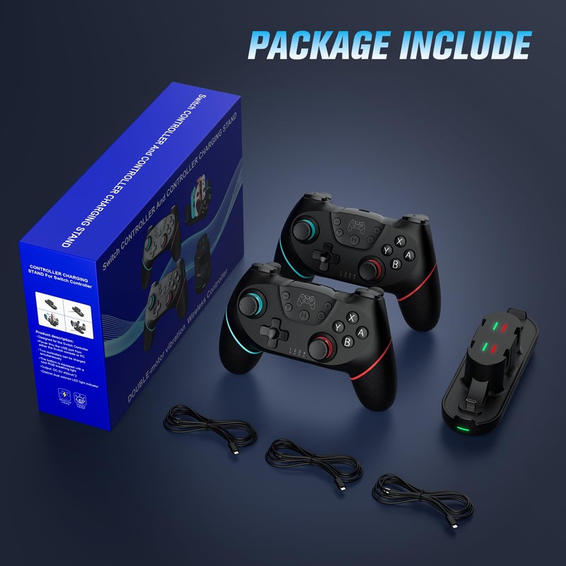 VidPPluing 2 Pack Switch Controllers with Charging Dock, Wireless Switch